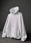 Erkek Beyaz Basic Kapüşonlu Oversize Sweatshirt
