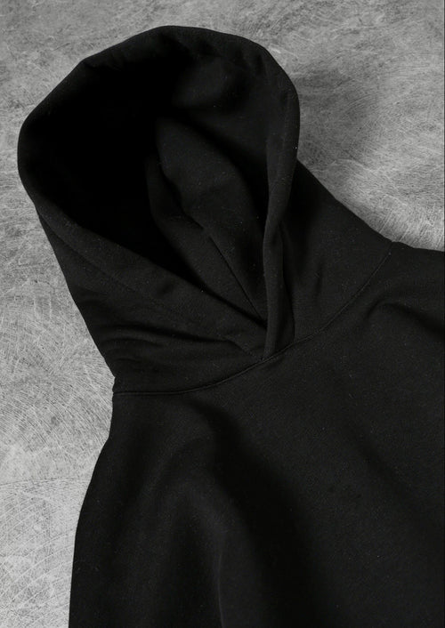 Erkek Siyah Basic Kapüşonlu Oversize Sweatshirt