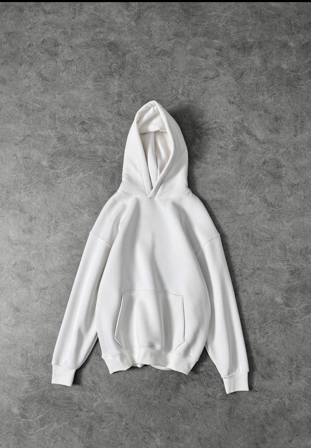 Erkek Beyaz Basic Kapüşonlu Oversize Sweatshirt