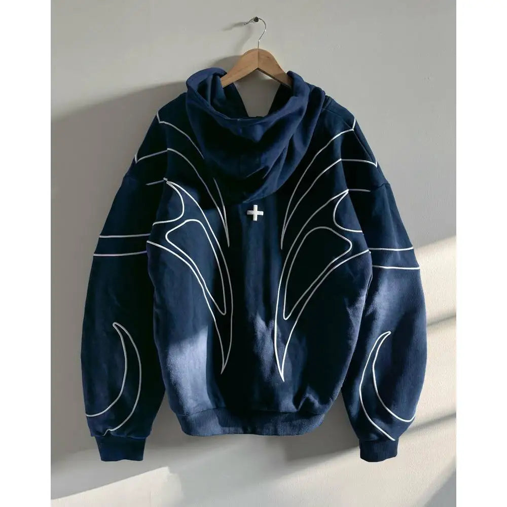 ZERRA Double Zipper Embroidered Hoodie