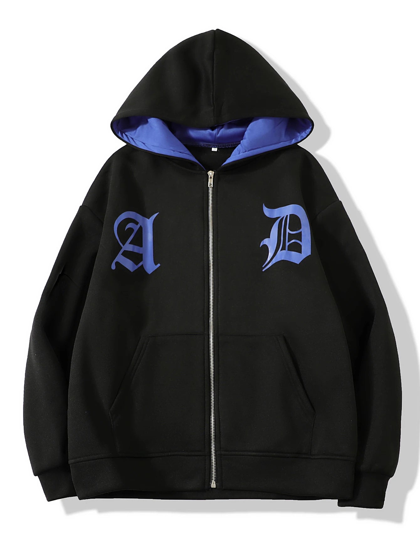ZERRA Y2K Letter Embroidery Zip-Up Hoodie