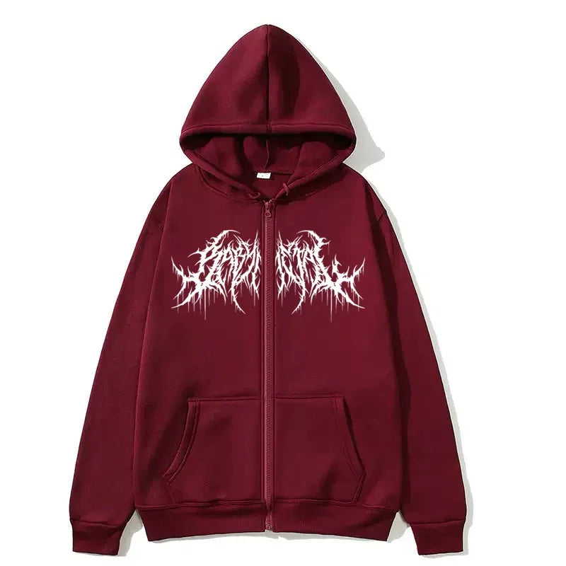 ZERRA Y2K Graphic Zip-Up Hoodie