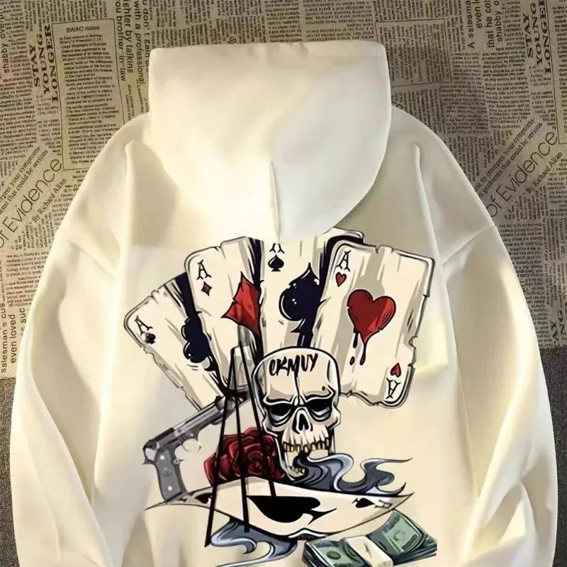 ZERRA Skeleton Print Oversized Hoodie