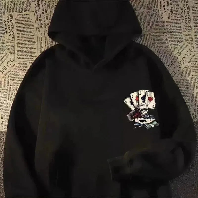 ZERRA Skeleton Print Oversized Hoodie