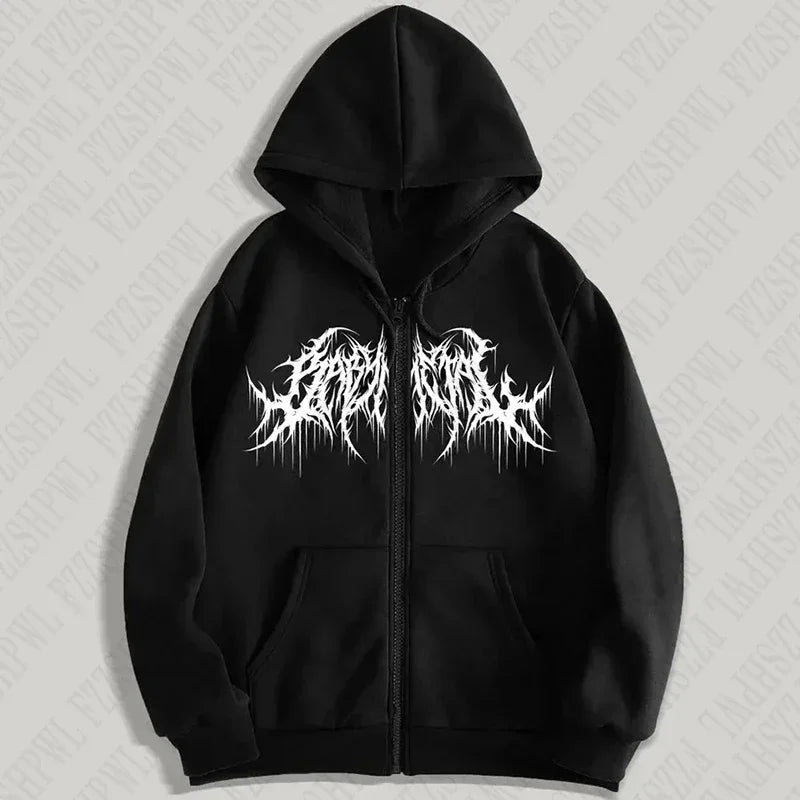 ZERRA Y2K Graphic Zip-Up Hoodie