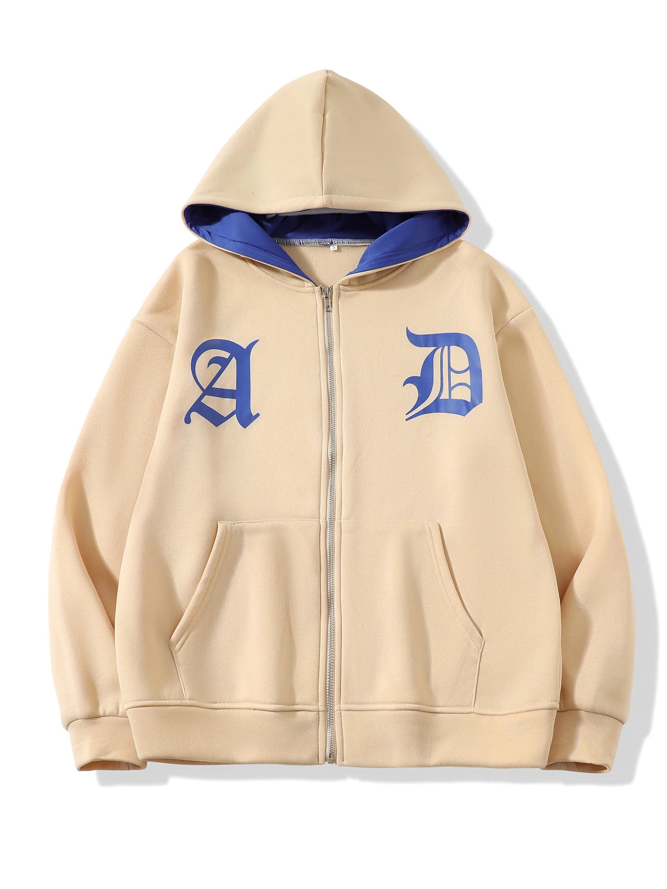 ZERRA Y2K Letter Embroidery Zip-Up Hoodie