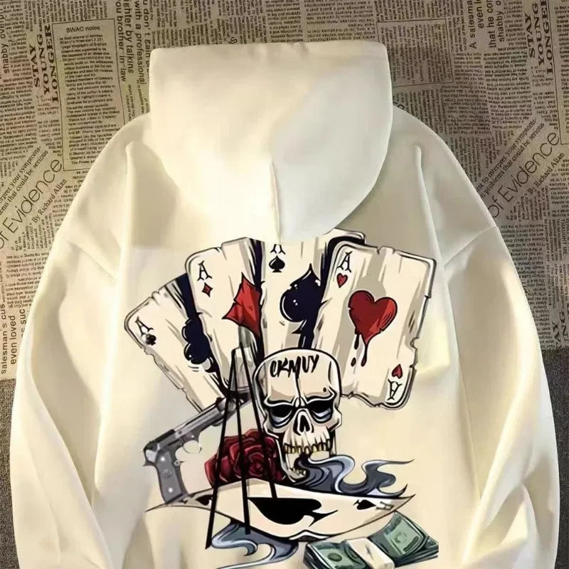 ZERRA Skeleton Print Oversized Hoodie