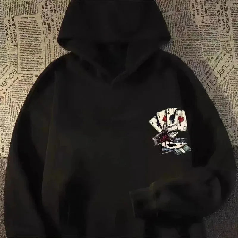 ZERRA Skeleton Print Oversized Hoodie