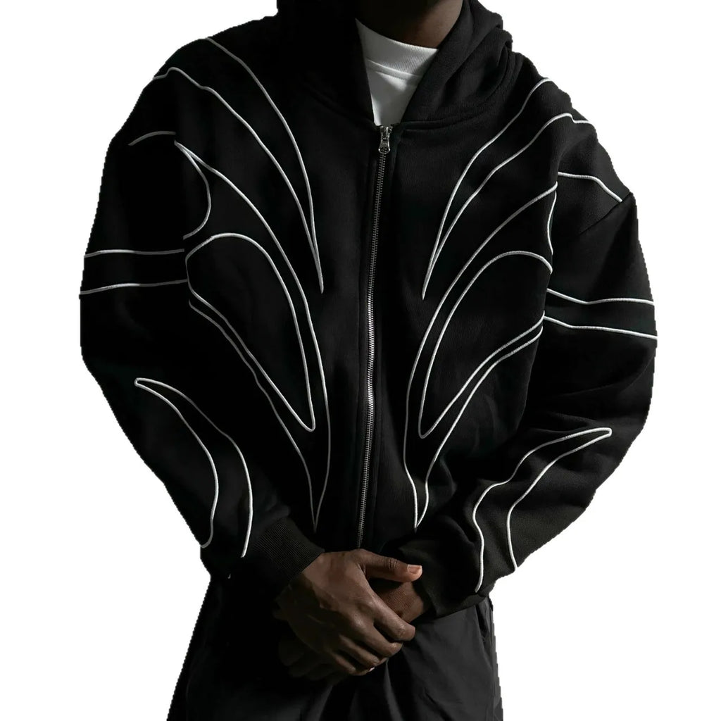 ZERRA Double Zipper Embroidered Hoodie