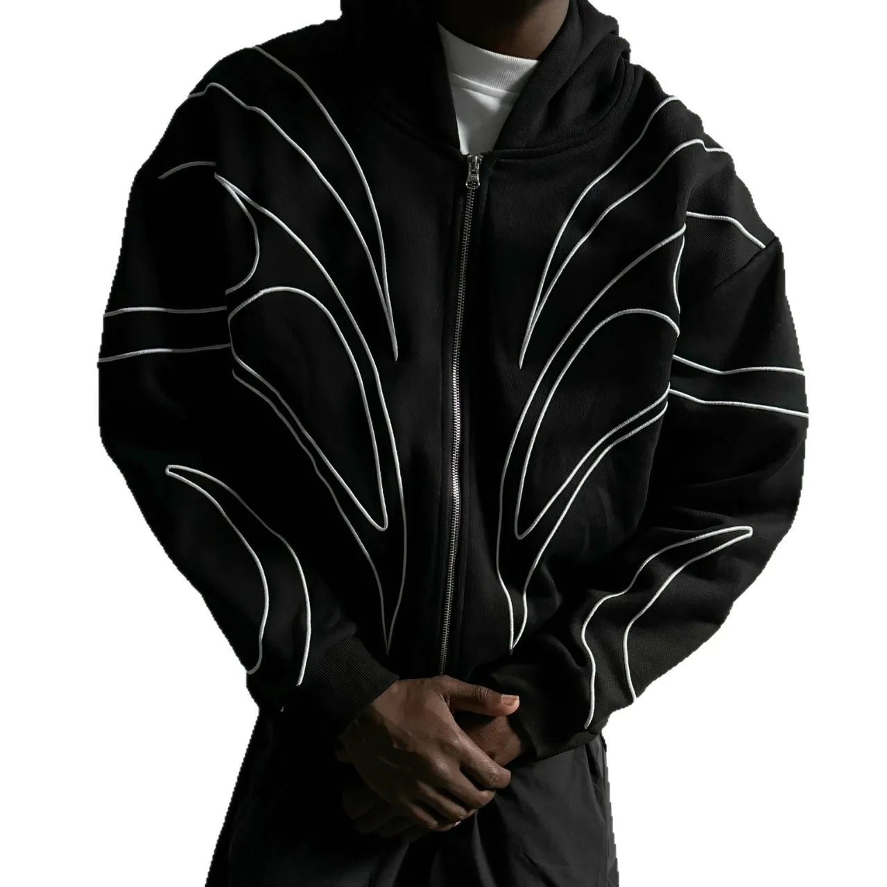 ZERRA Double Zipper Embroidered Hoodie